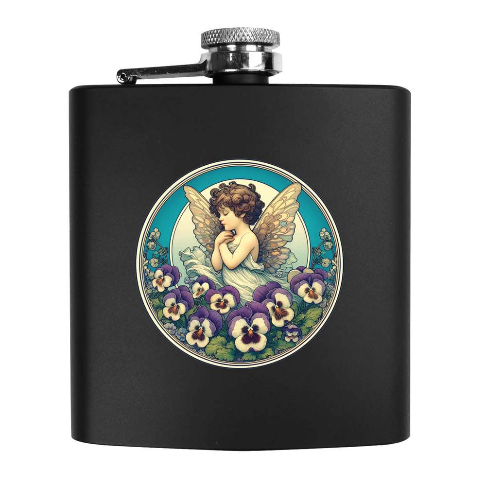 6oz (170ml) 'Pansy Garden Fairy' Pocket Hip Flask (HP00039571)
