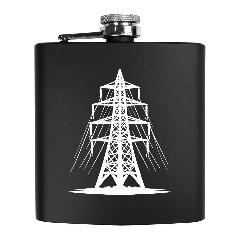 6oz (170ml) 'Electricity Pylon' Pocket Hip Flask (HP00040203)