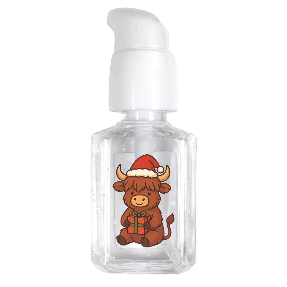 30ml 'Festive Highland Cow' Pocket Hand Sanitiser Gel (HS00040653)
