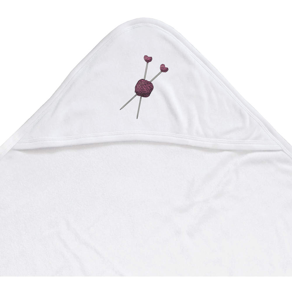 'Knitting Needles & Thread' Baby Hooded Towel (HT00020435)