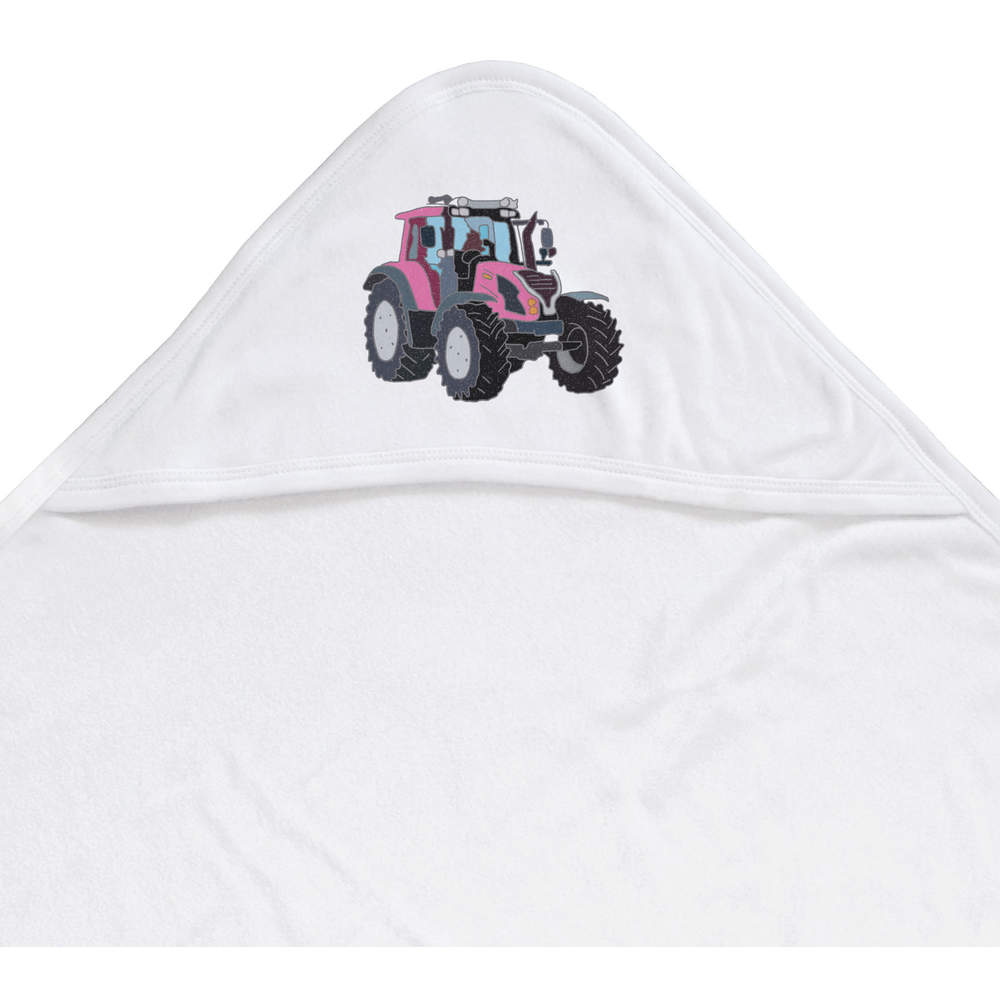 'Pink tractor ' Baby Hooded Towel (HT00021858)