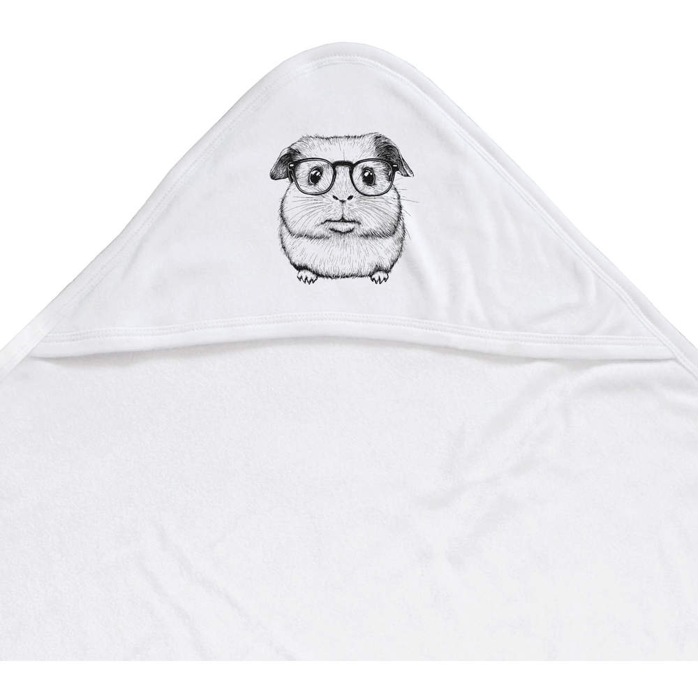'Guinea Pig Wearing Glasses' Baby Hooded Towel (HT00030473)