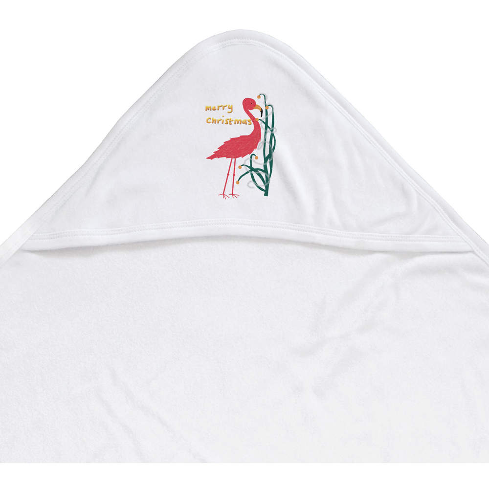 'Flamingo Decorates For Christmas ' Baby Hooded Towel (HT00031022)