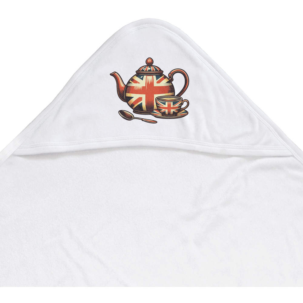 'Union Jack Teapot' Baby Hooded Towel (HT00032000)