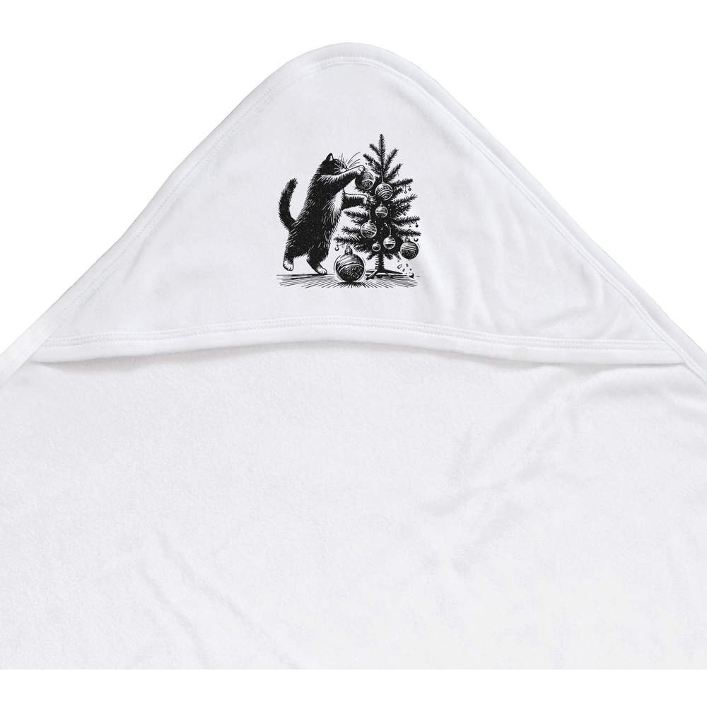 'Cat Wrecking Christmas Tree' Baby Hooded Towel (HT00032311)