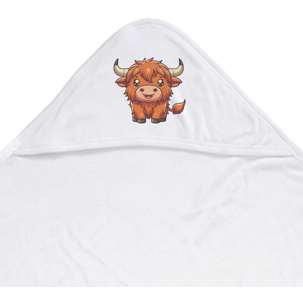 'Cute Highland Cow' Baby Hooded Towel - Soft Bath Wrap for Newborns, Infants, Swimming and Baby Gifts (HT00032755)