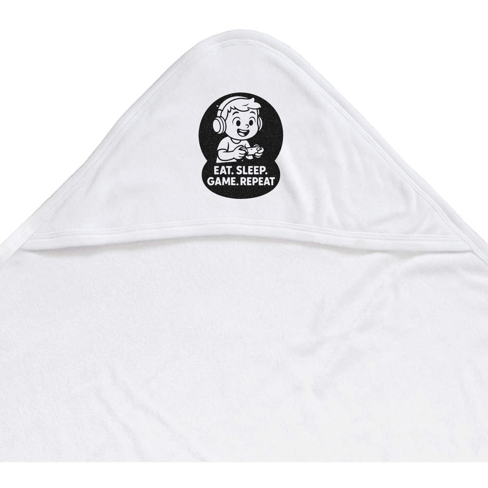 'Eat. Sleep. Game. Repeat.' Baby Hooded Towel (HT00035198)