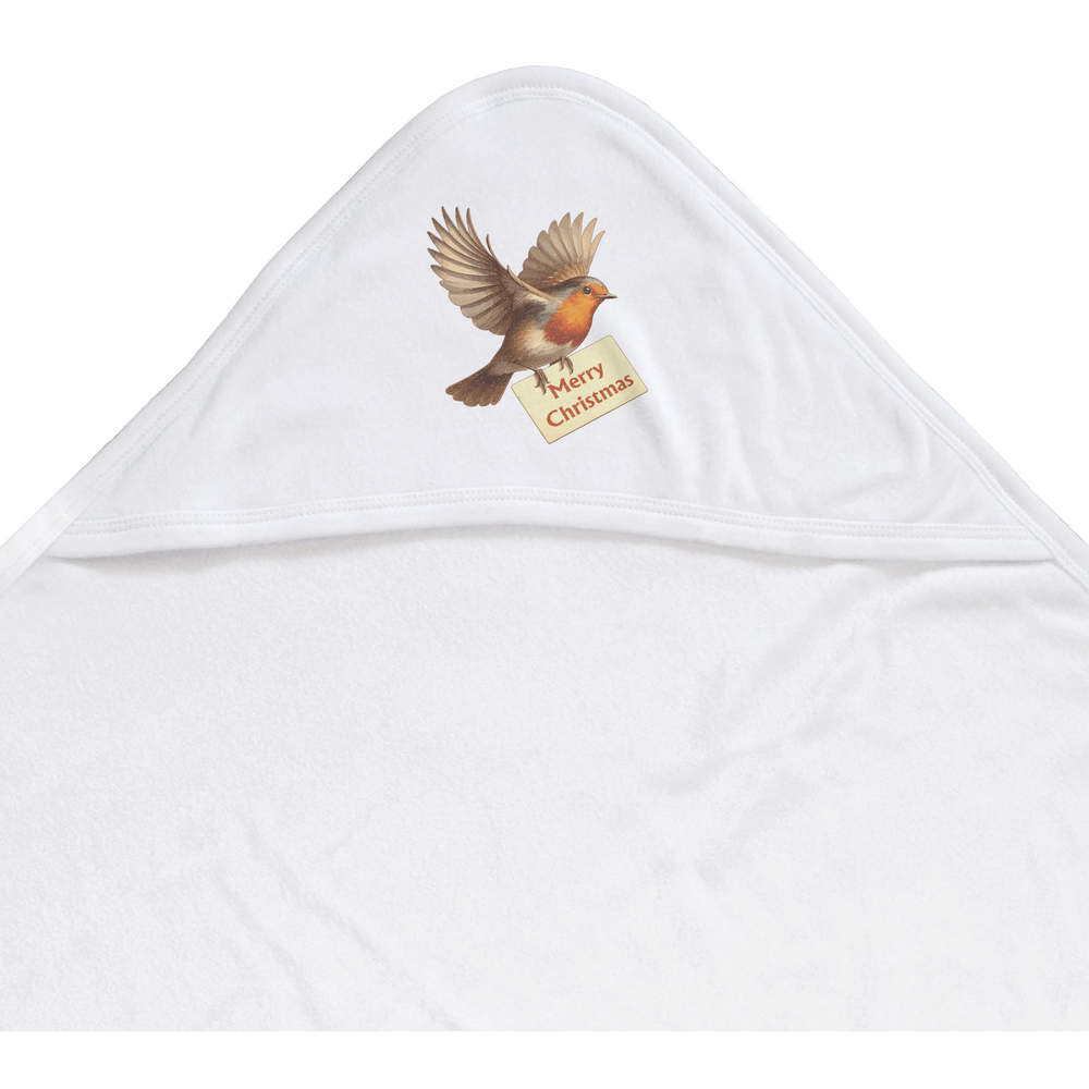 'Merry Christmas Flying Robin' Baby Hooded Towel (HT00036850)
