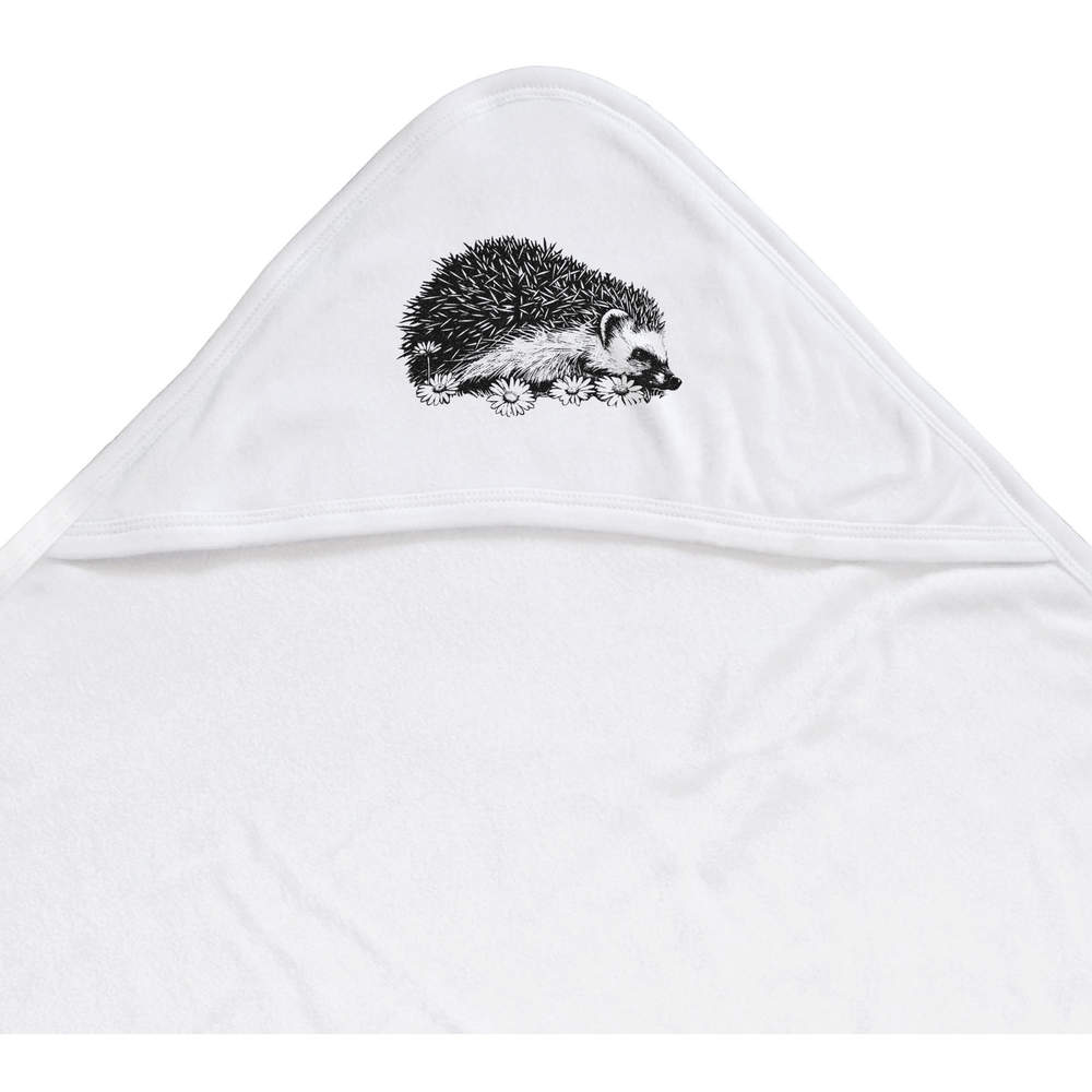 'Hedgehog with Flowers' Baby Hooded Towel (HT00037924)
