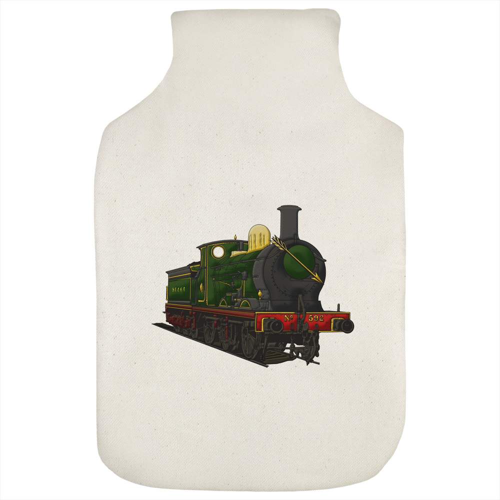 'Golden Arrow Steam Train' Hot Water Bottle Cover - Natural - Soft Fabric Case for Bedtime, Winter Warmth, Home and Gifts (HW00018944)