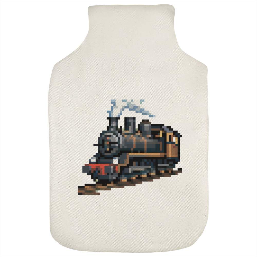 'Steam-powered Locomotive Train Pixel Art ' Hot Water Bottle Cover (HW00032748)