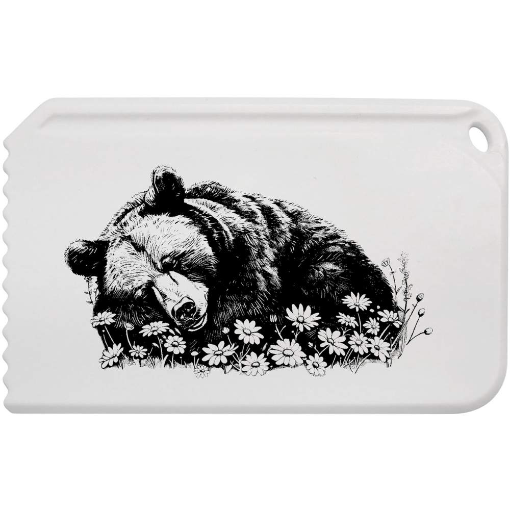 'Grizzly Bear Sleeping with Flowers' Plastic Ice Scraper (IC00046167)