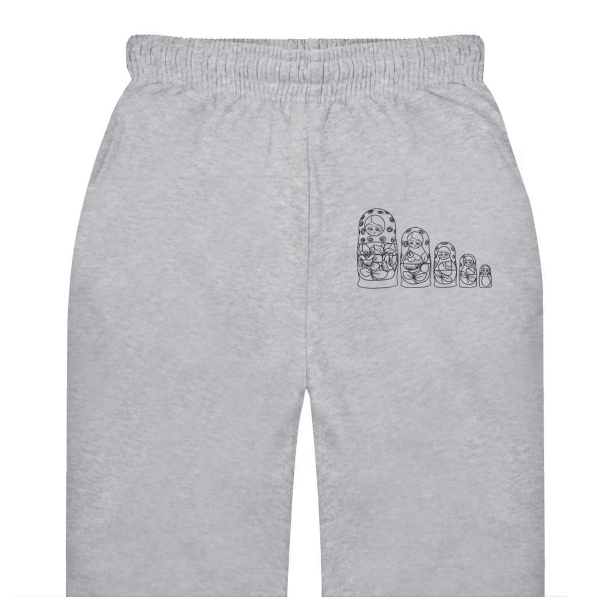 Large 'Traditional Russian Dolls' Grey Adult Joggers / Sweatpants / Bottoms (JO00132075)