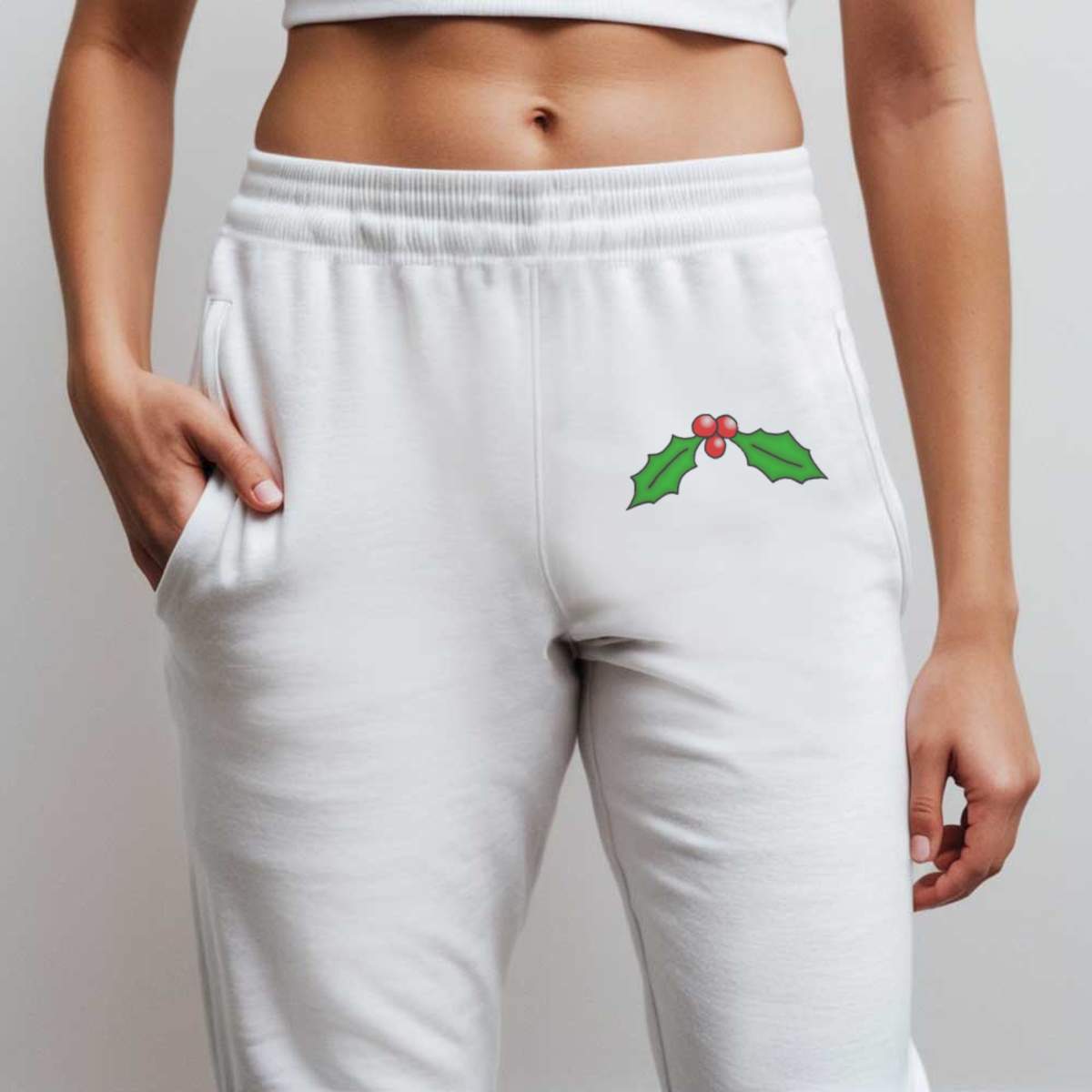 'Holly Leaves & Berries' Adult Sweatpants / Joggers (JO024895)