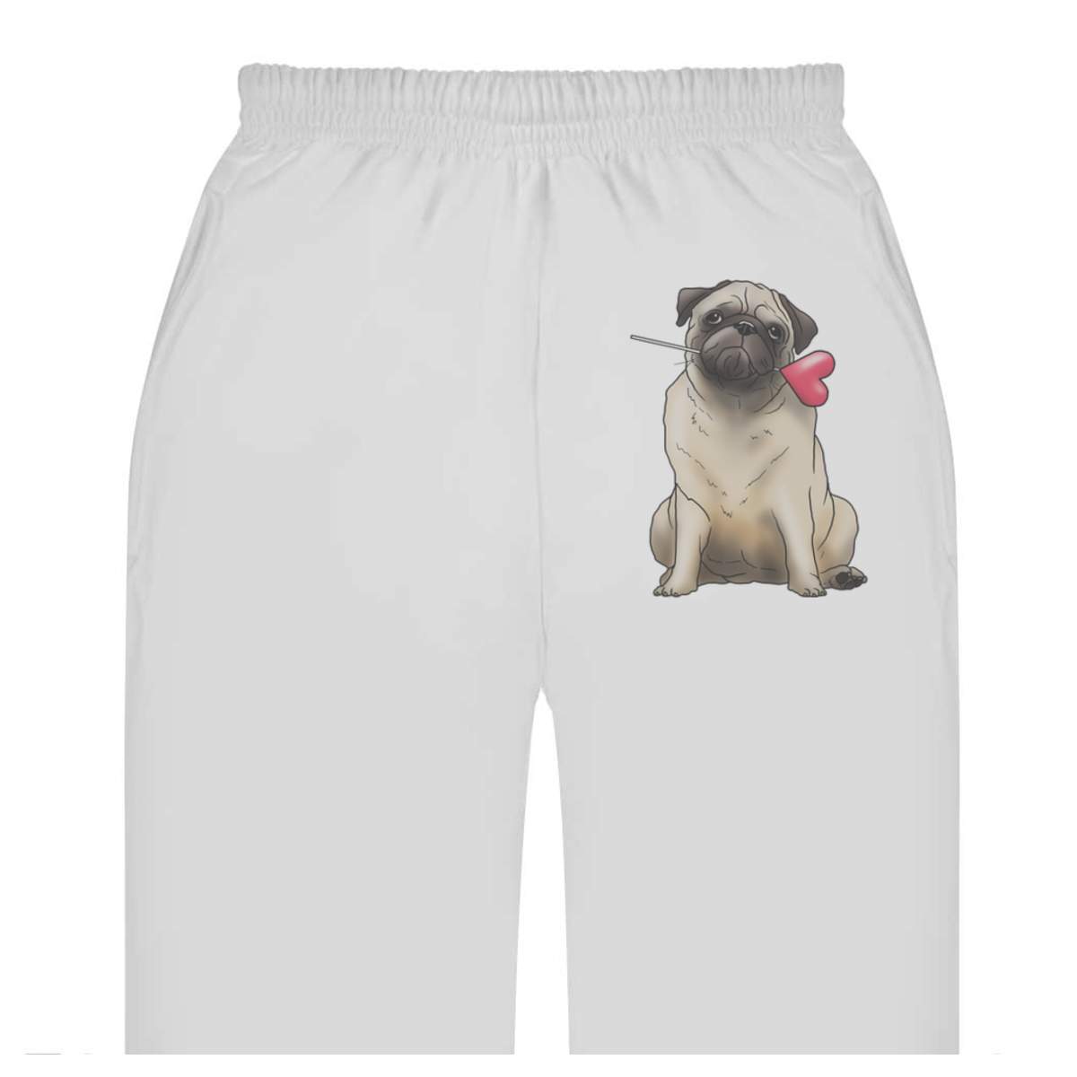 'Pug With Heart Lolly' Adult Sweatpants / Joggers (JO031276)
