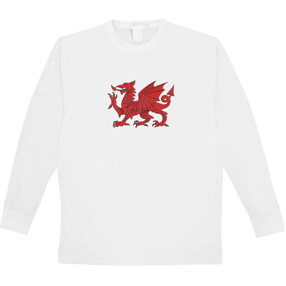 'Welsh Dragon' Children's / Kid's Long Sleeve Cotton T-Shirt (12-13 Years) (KL00038530)