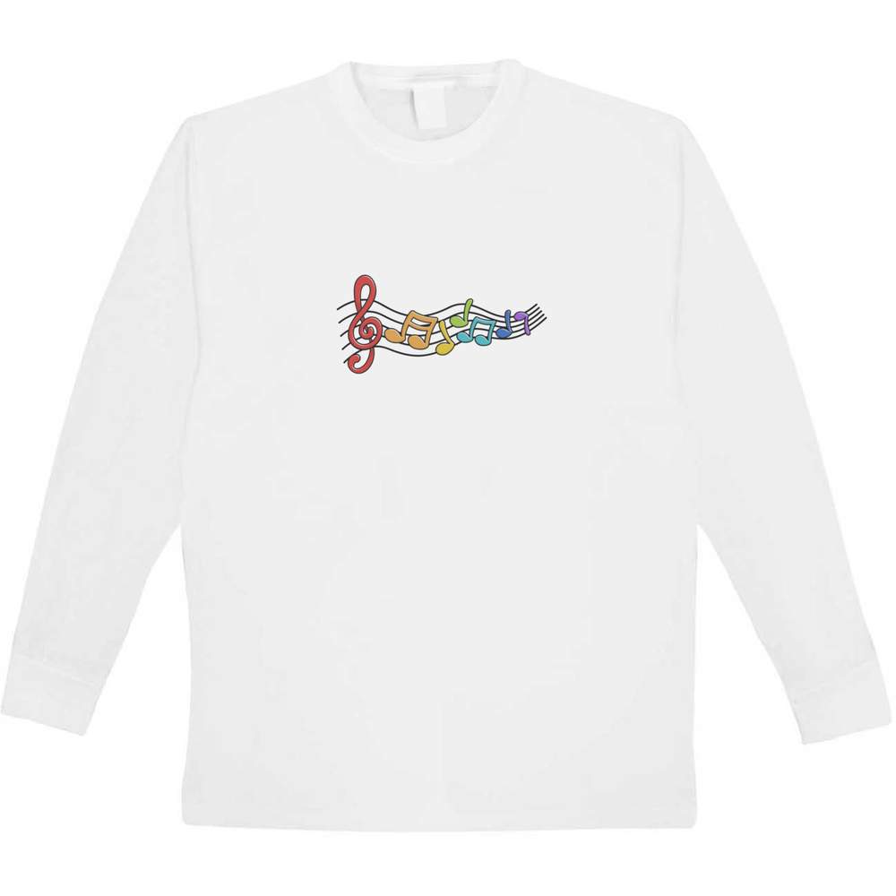 'Music Notes' Children's / Kid's Long Sleeve Cotton T-Shirt (12-13 Years) (KL00057680)