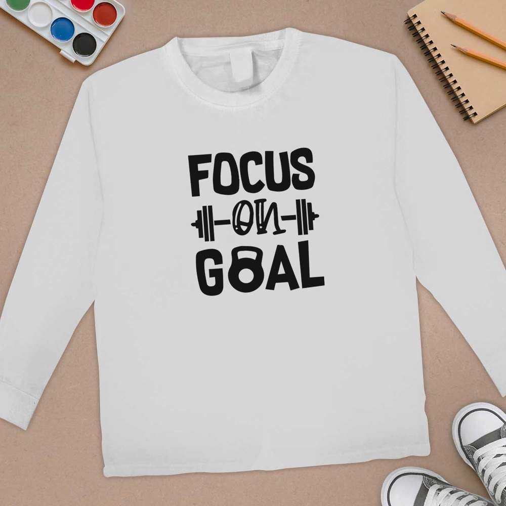 'Focus On Goal' Children's / Kid's Long Sleeve Cotton T-Shirts (KL046889) - Picture 12 of 12