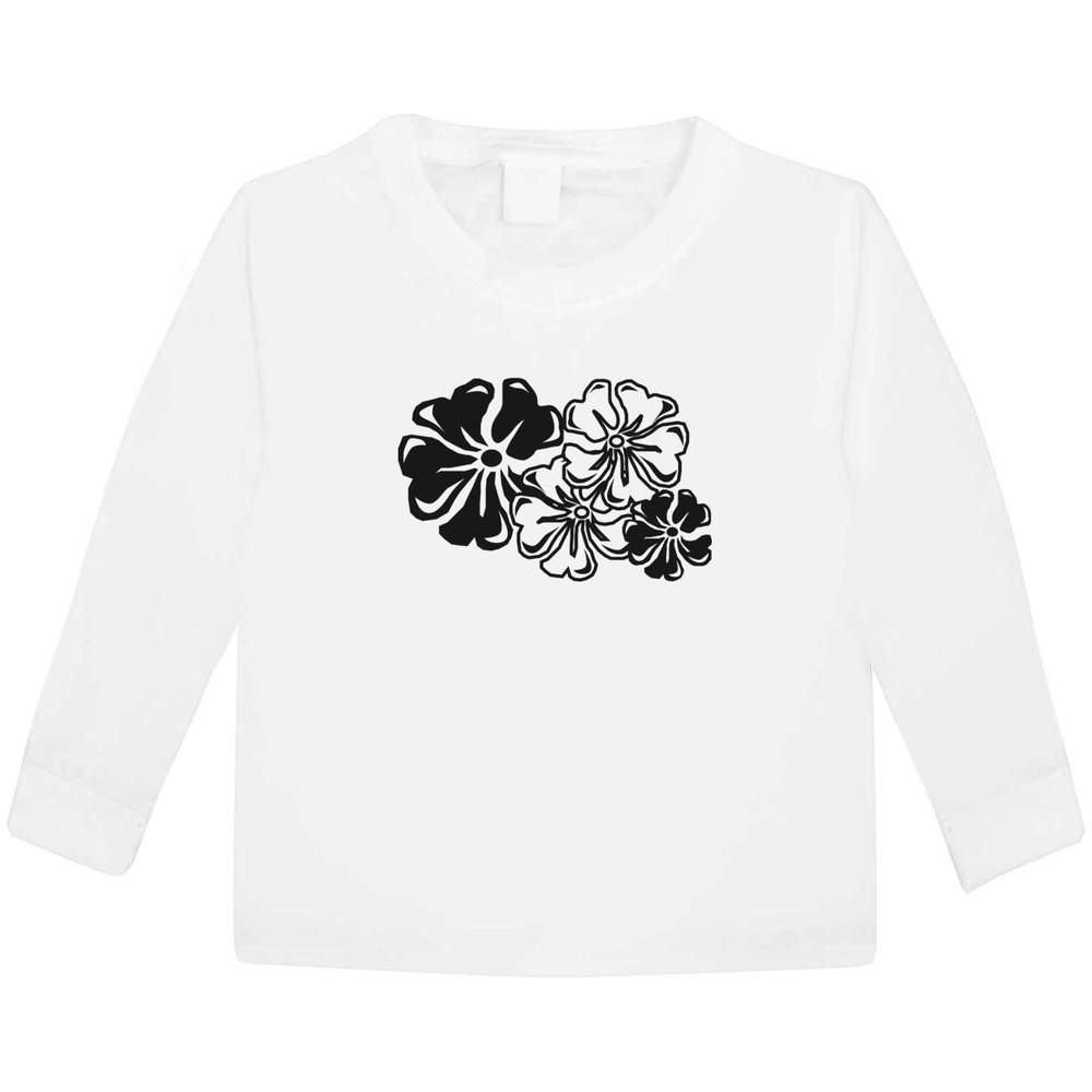 'Four Flowers' Children's / Kid's Long Sleeve Cotton T-Shirts (KL000607)