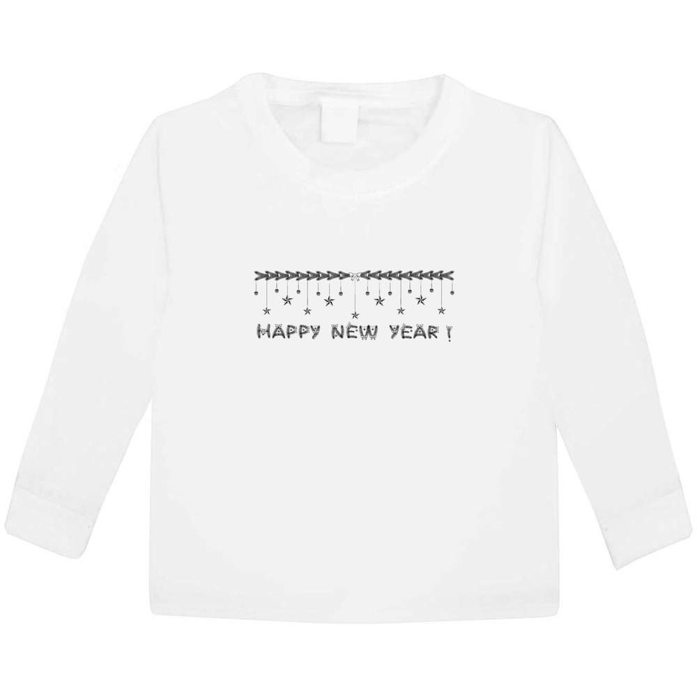 'Happy New Year Banner' Children's / Kid's Long Sleeve Cotton T-Shirt (3-4 Years) (KL00005181)