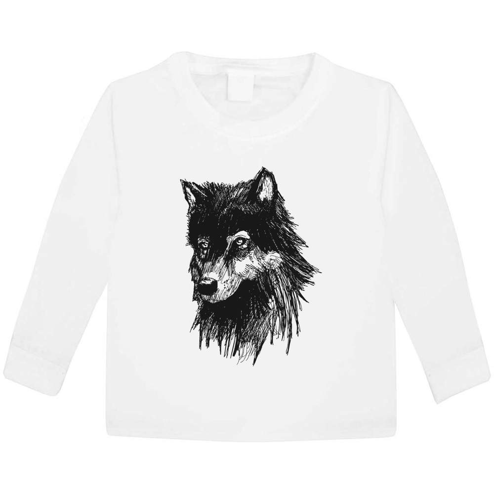 'Wolf Head' Children's / Kid's Long Sleeve Cotton T-Shirts (KL010356)