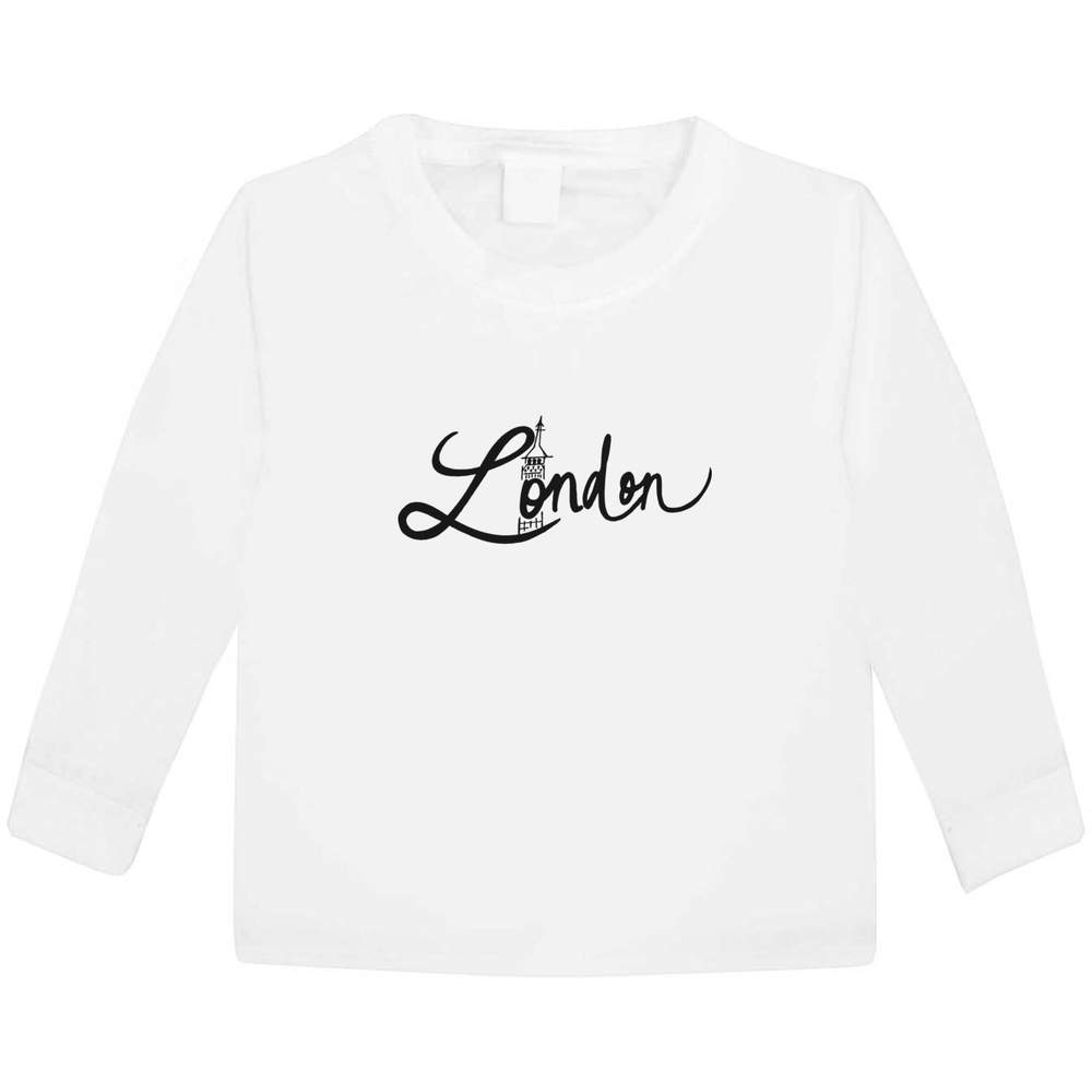 'London Text' Kids Long Sleeve T-Shirt - Long Sleeve Childrens Cotton Top for School, Play, Sports and Gifts (KL015498)