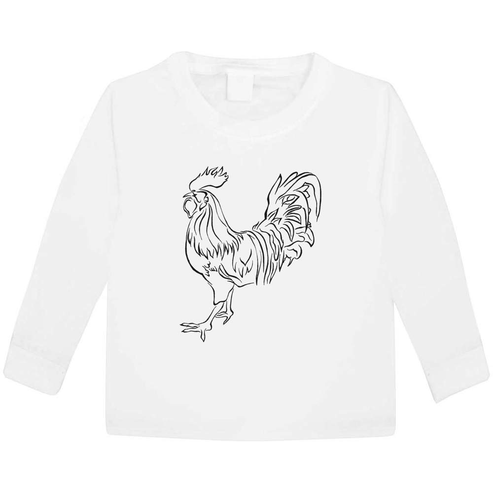 'Rooster' Children's / Kid's Long Sleeve Cotton T-Shirts (KL020235)