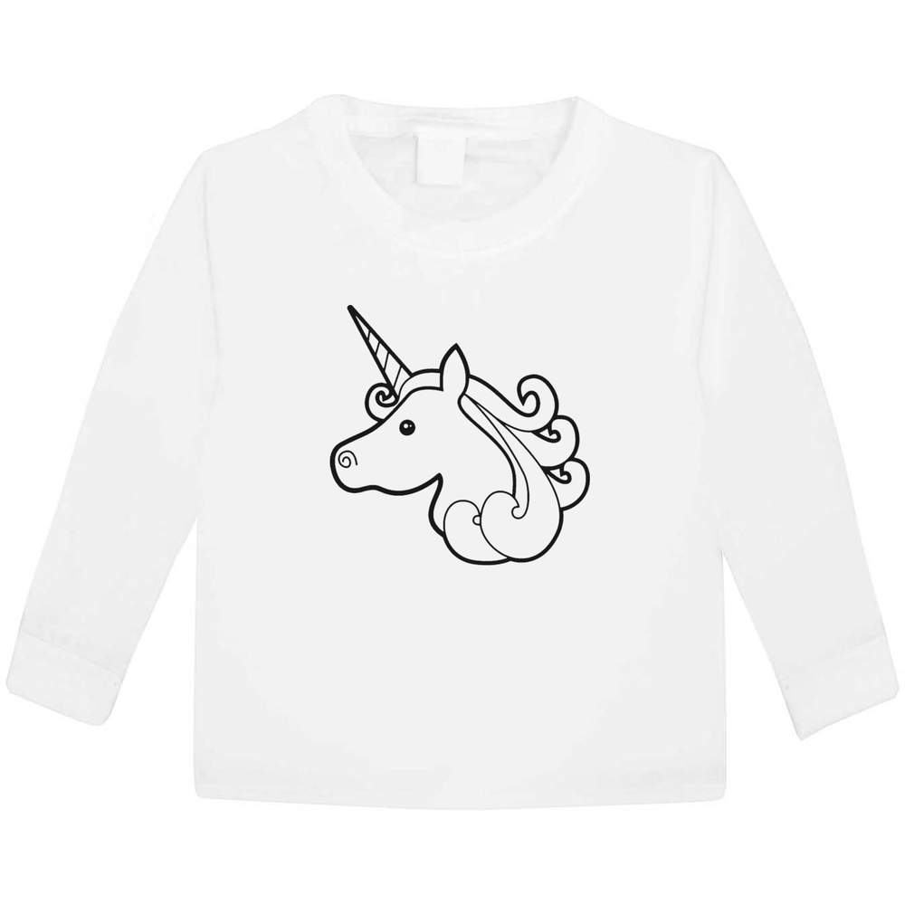 'Unicorn Head' Children's / Kid's Long Sleeve Cotton T-Shirts (KL021911)