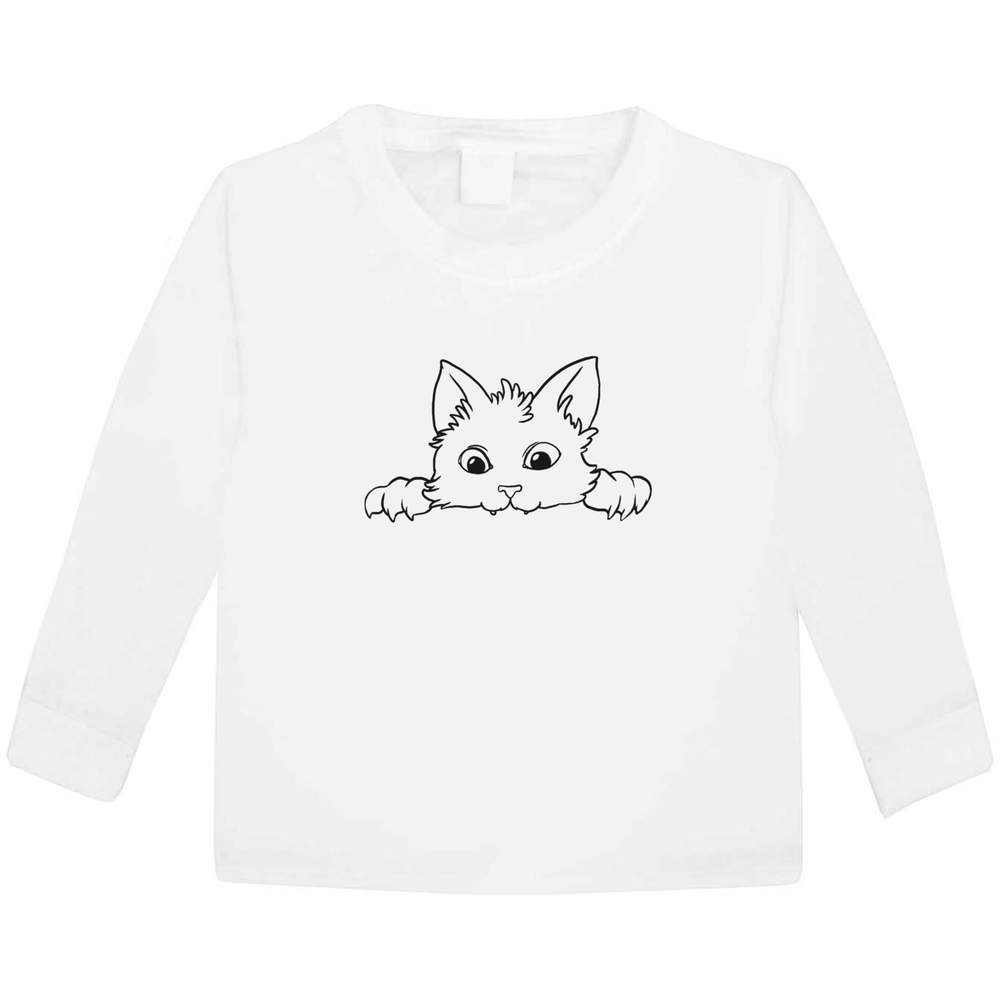 'Peeping Kitten' Children's / Kid's Long Sleeve Cotton T-Shirts (KL022563)