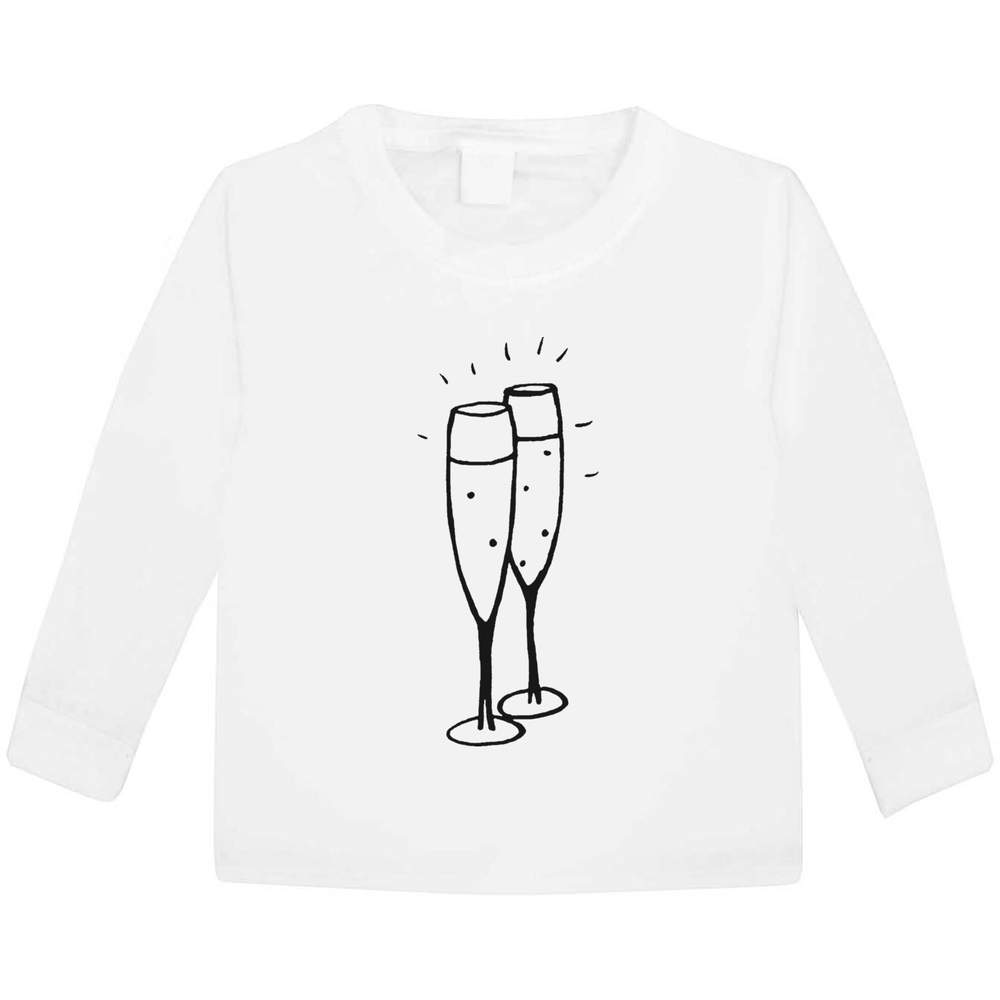 'Champagne Flutes' Children's / Kid's Long Sleeve Cotton T-Shirts (KL022733)