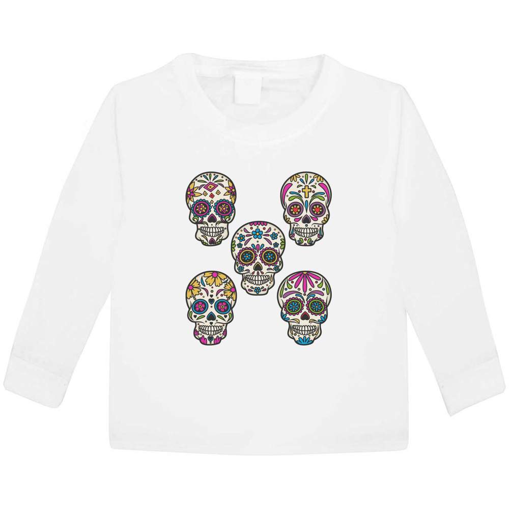 'Sugar Skulls' Children's / Kid's Long Sleeve Cotton T-Shirts (KL023589)