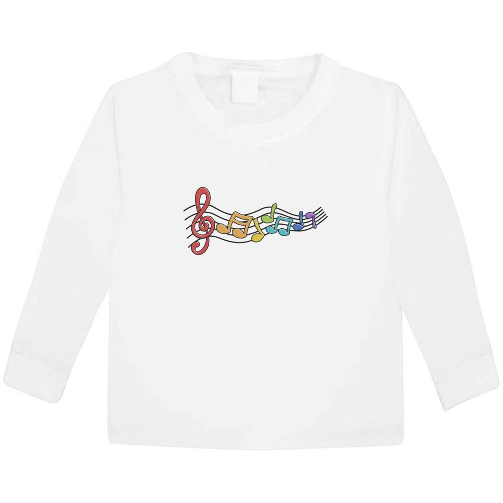 'Music Notes' Children's / Kid's Long Sleeve Cotton T-Shirts (KL028943)
