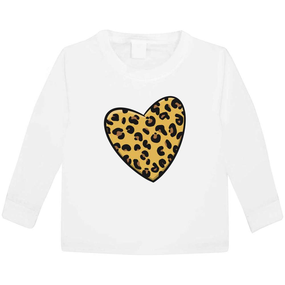 'Leopard Print Heart' Children's / Kid's Long Sleeve Cotton T-Shirts (KL030406)