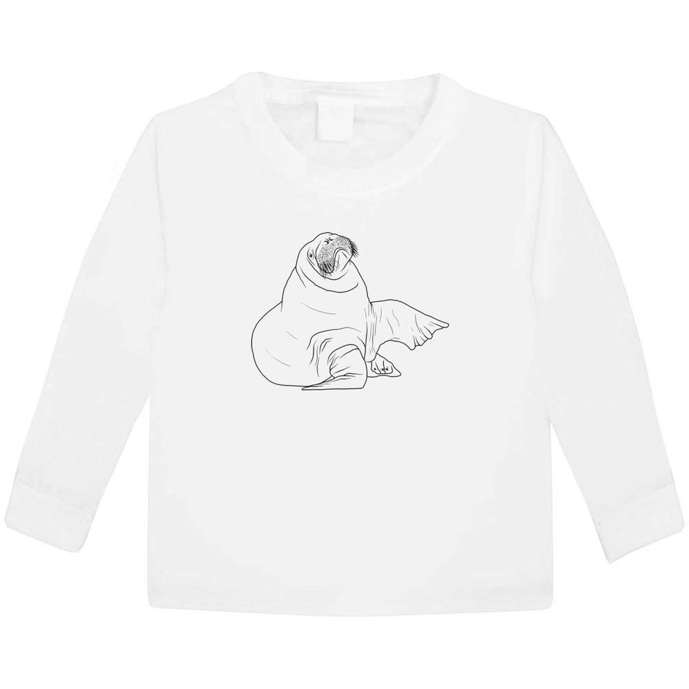 'Walrus' Children's / Kid's Long Sleeve Cotton T-Shirts (KL036516)