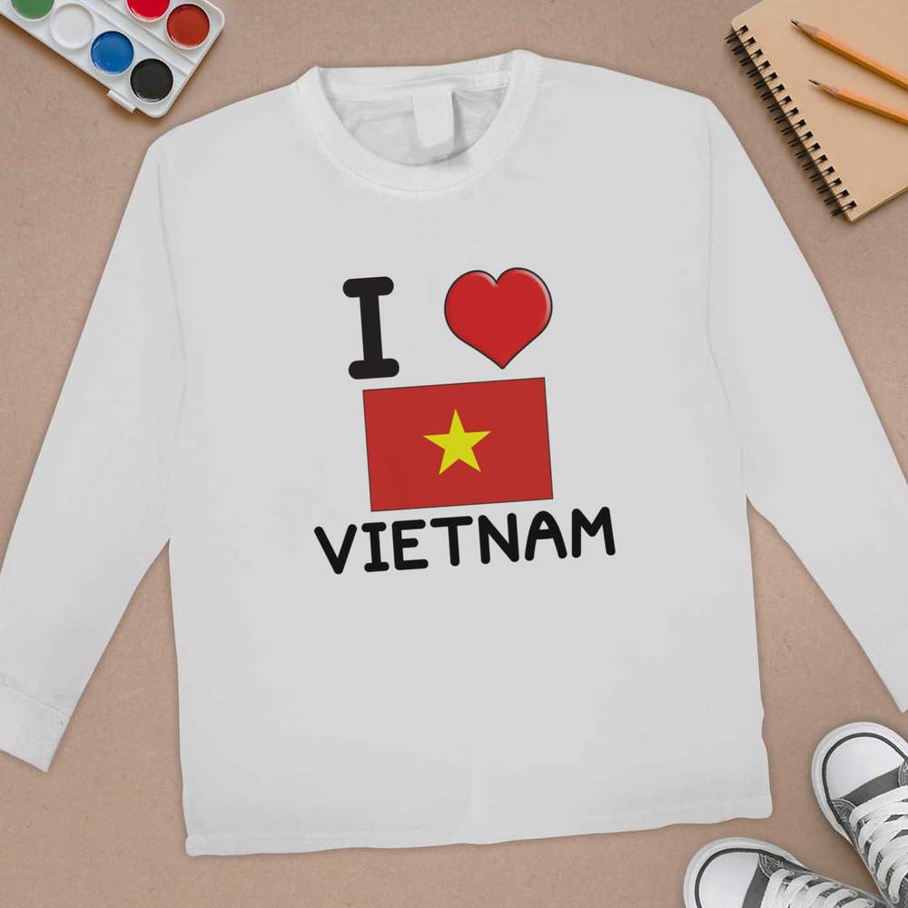 'I Love Vietnam' Children's / Kid's Long Sleeve Cotton T-Shirts (KL032791) - Picture 4 of 12