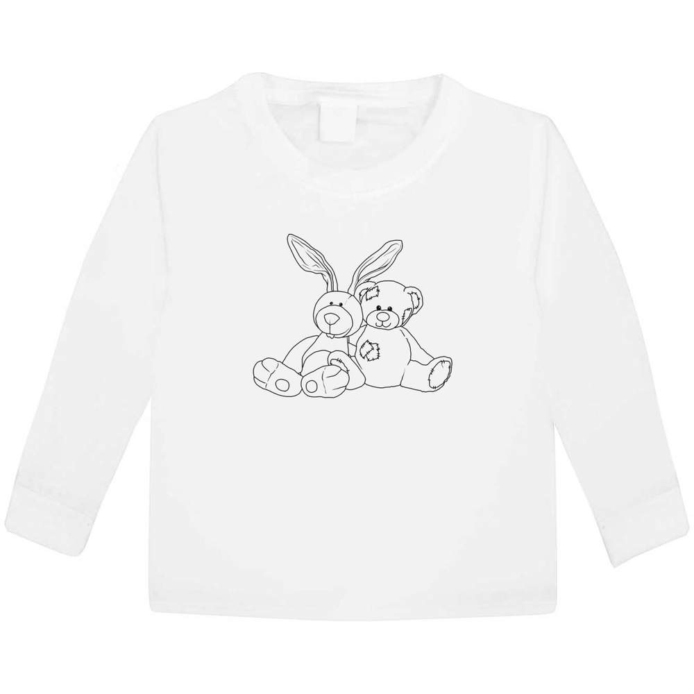 'Bunny & Teddy Toy Cuddle' Children's / Kid's Long Sleeve Cotton T-Shirts (KL039709)