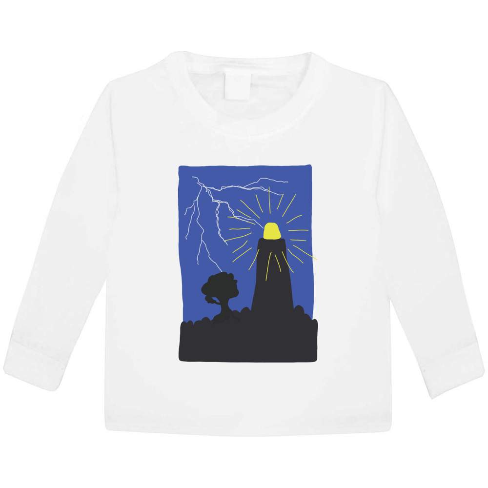 'Lighthouse and lightning ' Kids Long Sleeve T-Shirt - Long Sleeve Childrens Cotton Top for School, Play, Sports and Gifts (KL040567)