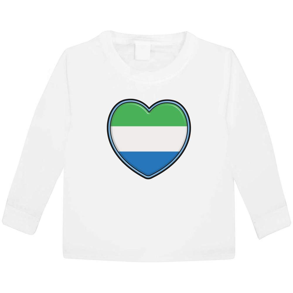 'Sierra Leone Flag Heart' Children's / Kid's Long Sleeve Cotton T-Shirt (3-4 Years) (KL00110869)