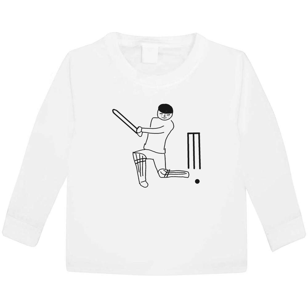 'Man playing cricket' Children's / Kid's Long Sleeve Cotton T-Shirts (KL041005)