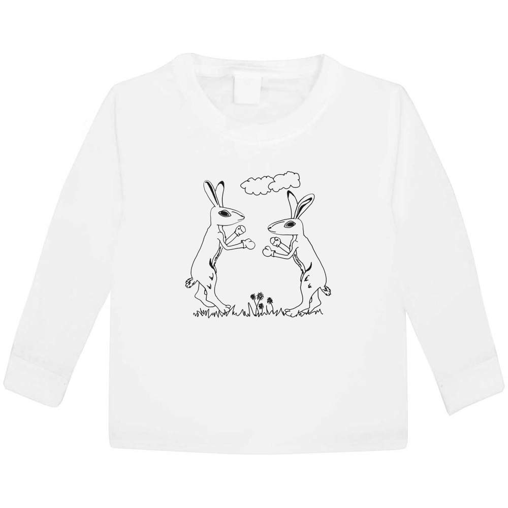 'March Hares' Children's / Kid's Long Sleeve Cotton T-Shirts (KL044928)