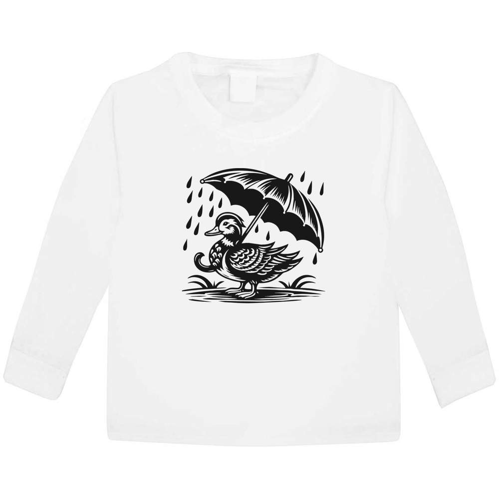 'Duck with Umbrella' Children's / Kid's Long Sleeve Cotton T-Shirts (KL045591)
