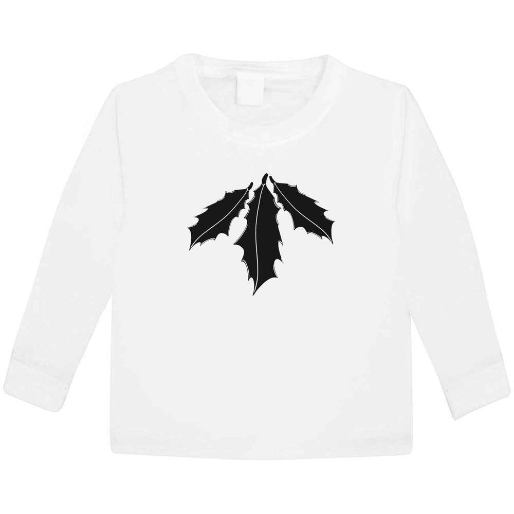 'Holly Leaves' Children's / Kid's Long Sleeve Cotton T-Shirts (KL046708)