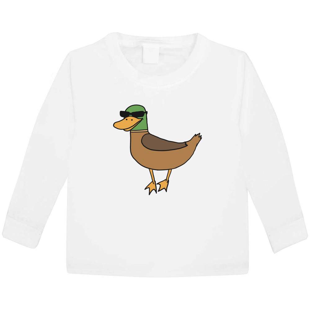 'Duck Wearing Sunglasses' Kids Long Sleeve T-Shirt - Long Sleeve Childrens Cotton Top for School, Play, Sports and Gifts (KL046727)