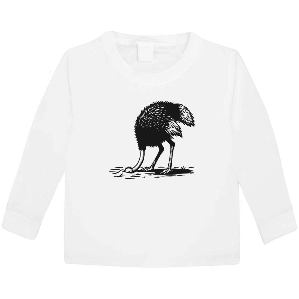 'Ostrich With Head In Sand' Children's / Kid's Long Sleeve Cotton T-Shirts (KL049690)