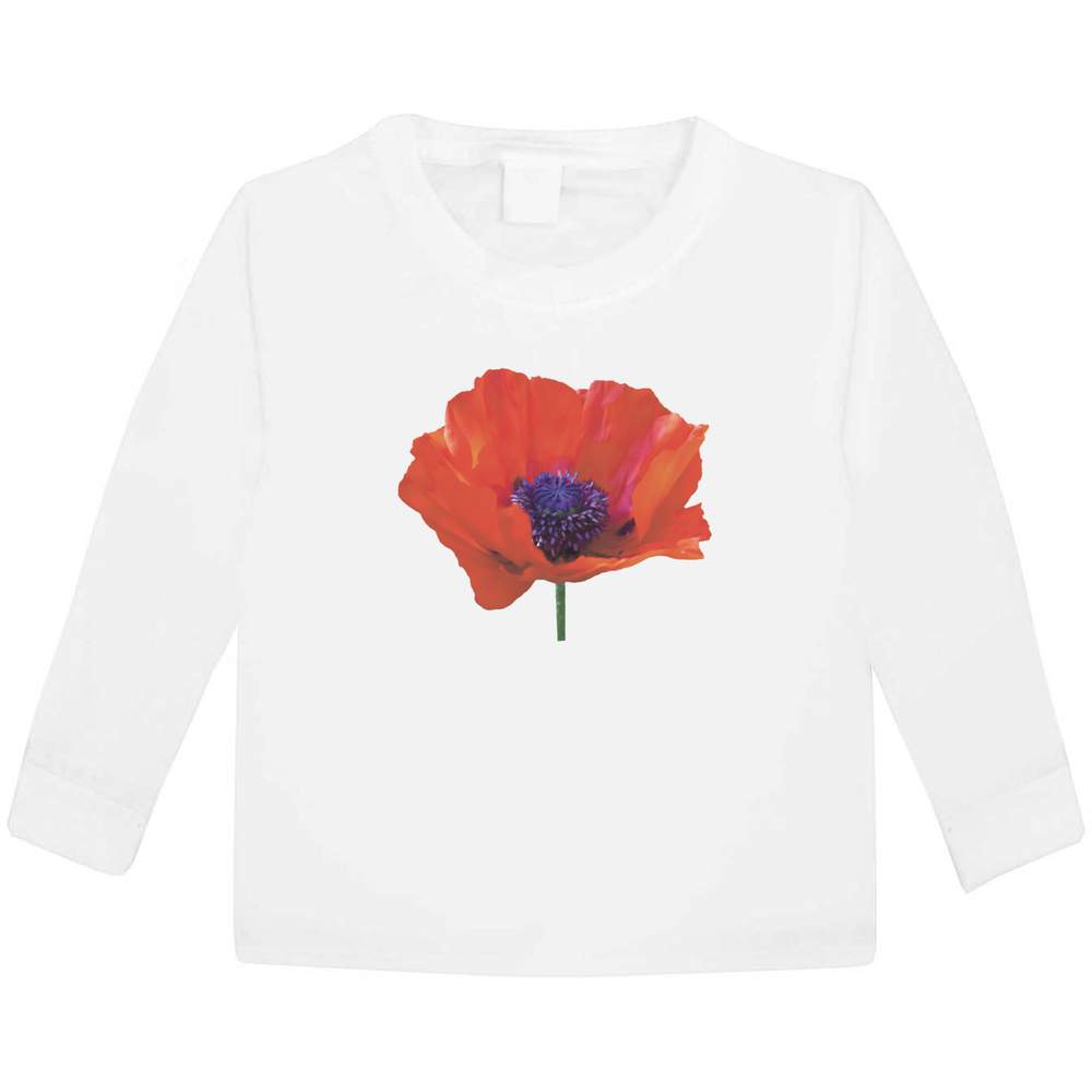 'Poppy Flower' Children's / Kid's Long Sleeve Cotton T-Shirts (KL050544)