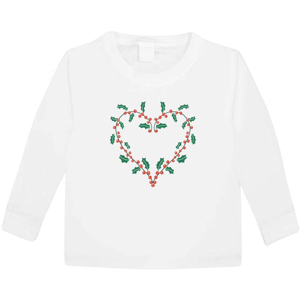 'Holly Heart' Children's / Kid's Long Sleeve Cotton T-Shirts (KL050741)