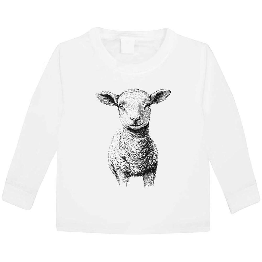 'Cute Lamb Portrait' Children's / Kid's Long Sleeve Cotton T-Shirts (KL051724)