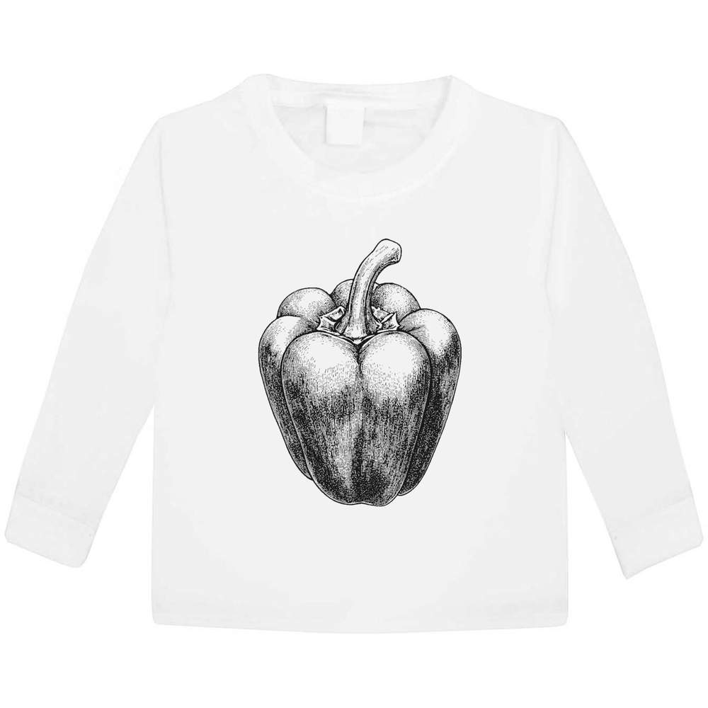 'Single Bell Pepper' Children's / Kid's Long Sleeve Cotton T-Shirts (KL051789)