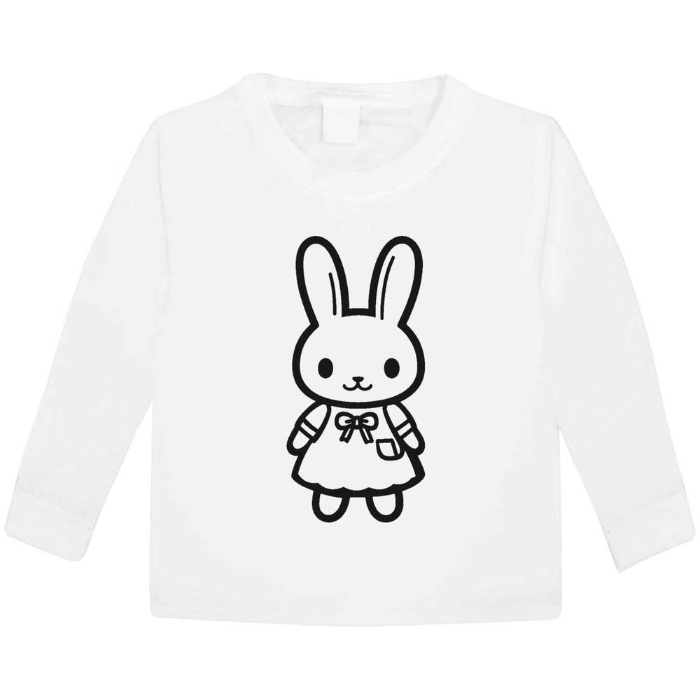 'Cute Bunny in Dress' Children's / Kid's Long Sleeve Cotton T-Shirts (KL051923)