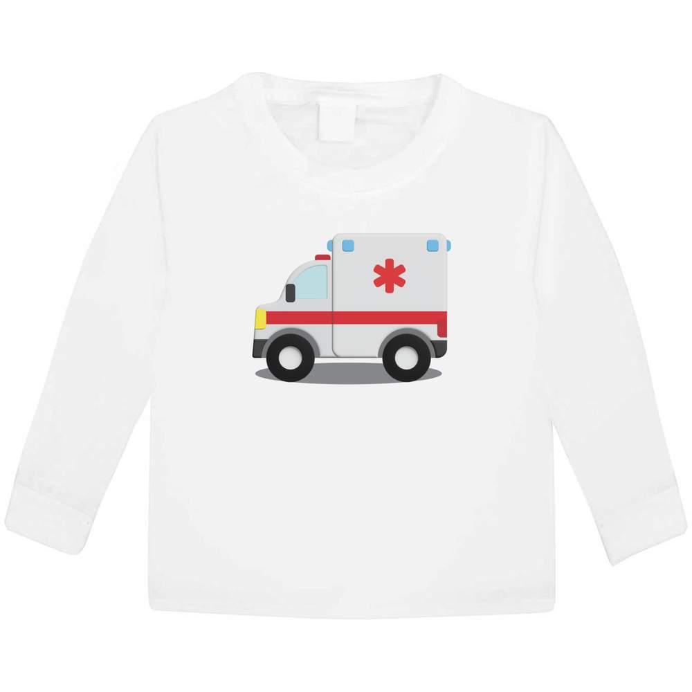 'Ambulance Toy' Kids Long Sleeve T-Shirt - White, 3-4 Years - Childrens Cotton Top for School, Play, Sports and Gifts (KL00159974)